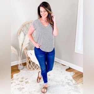 Double zero- black and white stripe short sleeve tee- size medium